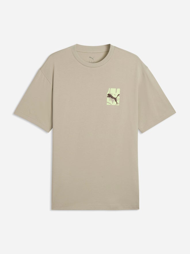 PUMA Men Beige Graphic Print Relaxed Fit T-Shirt - Image 1