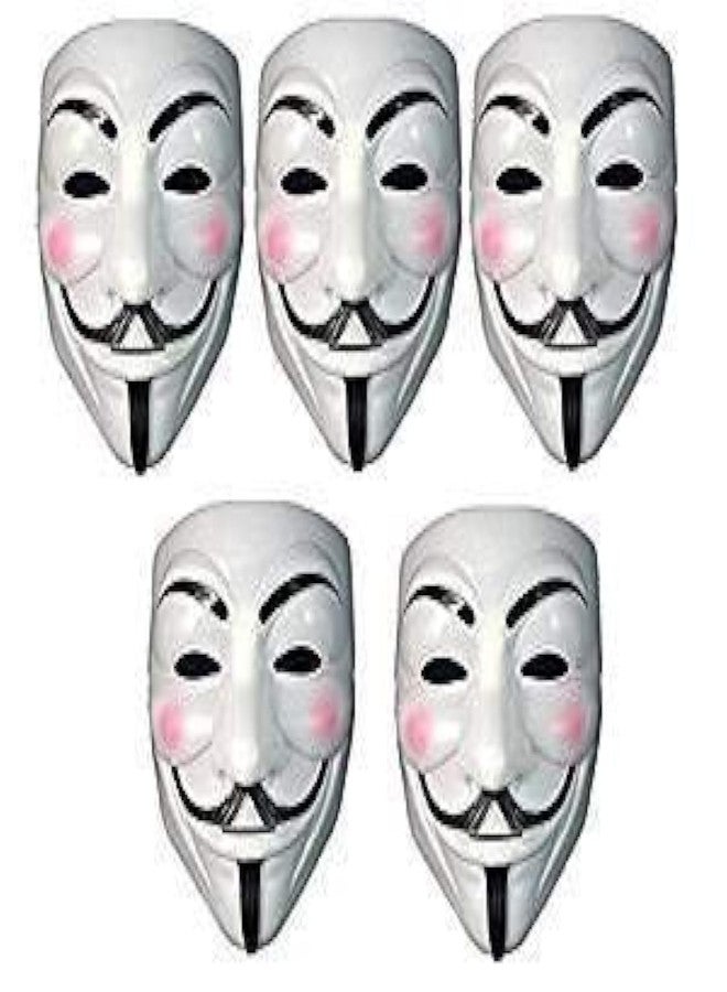 FAVELA V for Vendetta Plastic Fawkes Mask Anonymous VIP Edition Face-Mask Cosplay Protest (Set of 5) - Image 1