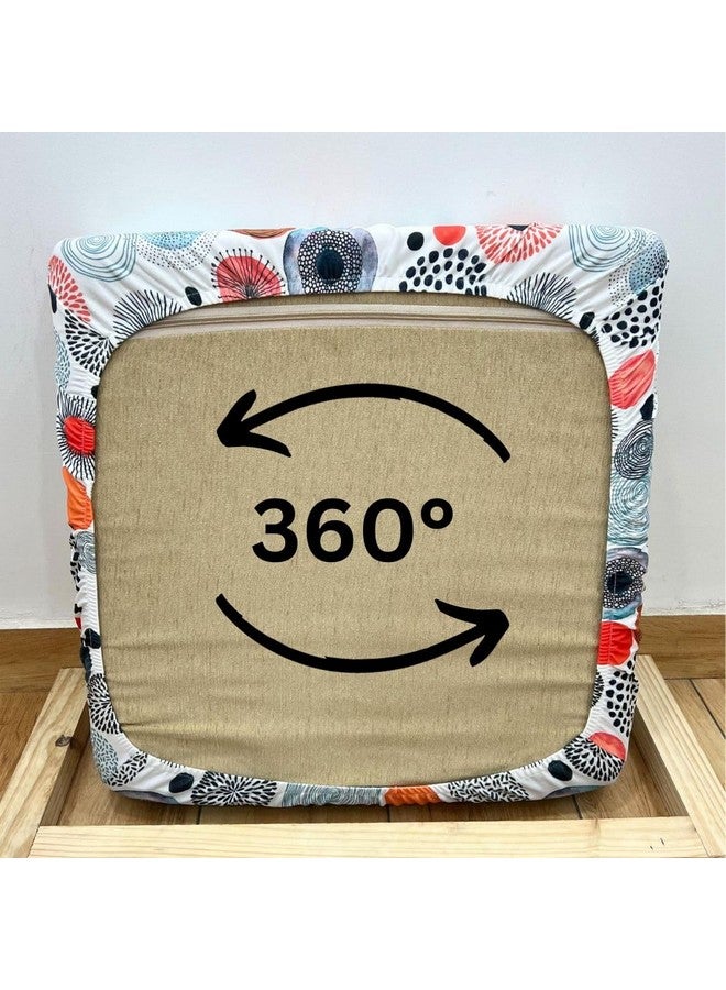 FABANE Stretchable Spandex Printed Sofa Slipcovers - Pack of 10 Sofa Seat Covers for Living Rooms, Couches, Wooden Sofas and Offices (White Circles) - Image 3