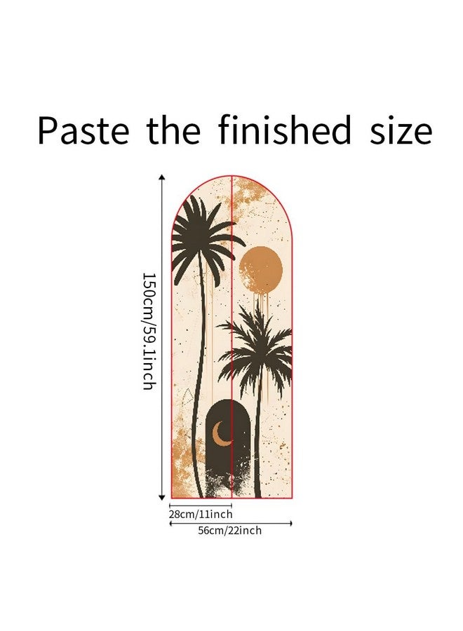Runtoo Large Boho Arch Wall Art Decal Backdrop Palm Tree Modern Simple Wall Stickers for Bedroom Headboard Living Room Nursery Office Home Decor - Image 4