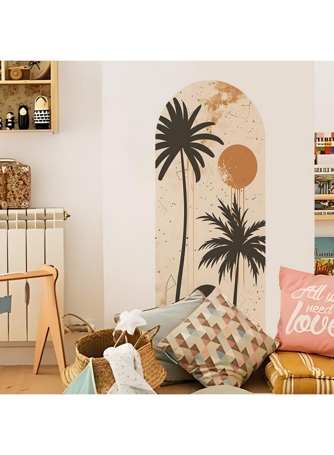 Runtoo Large Boho Arch Wall Art Decal Backdrop Palm Tree Modern Simple Wall Stickers for Bedroom Headboard Living Room Nursery Office Home Decor - Image 1