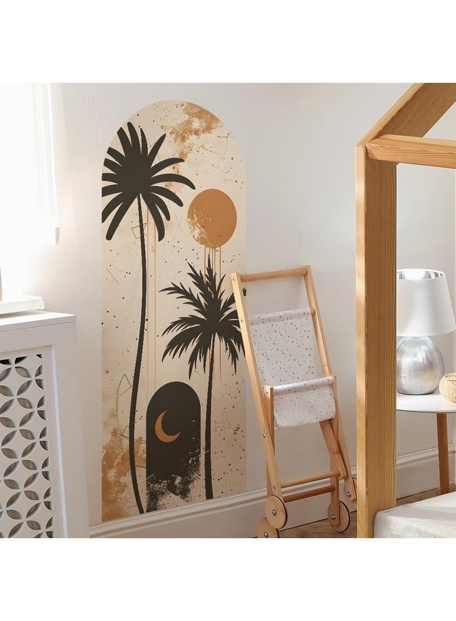 Runtoo Large Boho Arch Wall Art Decal Backdrop Palm Tree Modern Simple Wall Stickers for Bedroom Headboard Living Room Nursery Office Home Decor - Image 2