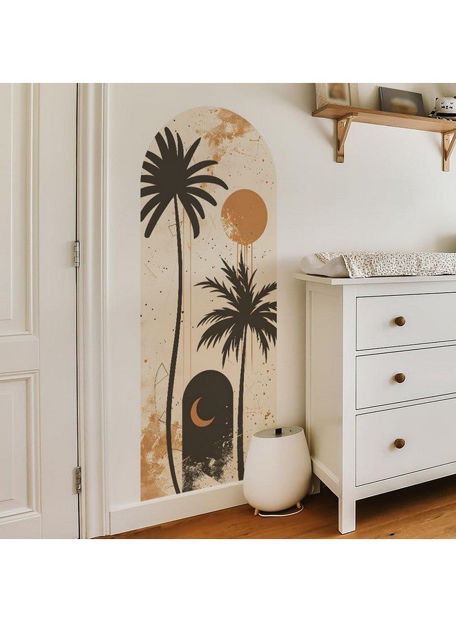 Runtoo Large Boho Arch Wall Art Decal Backdrop Palm Tree Modern Simple Wall Stickers for Bedroom Headboard Living Room Nursery Office Home Decor - Image 3