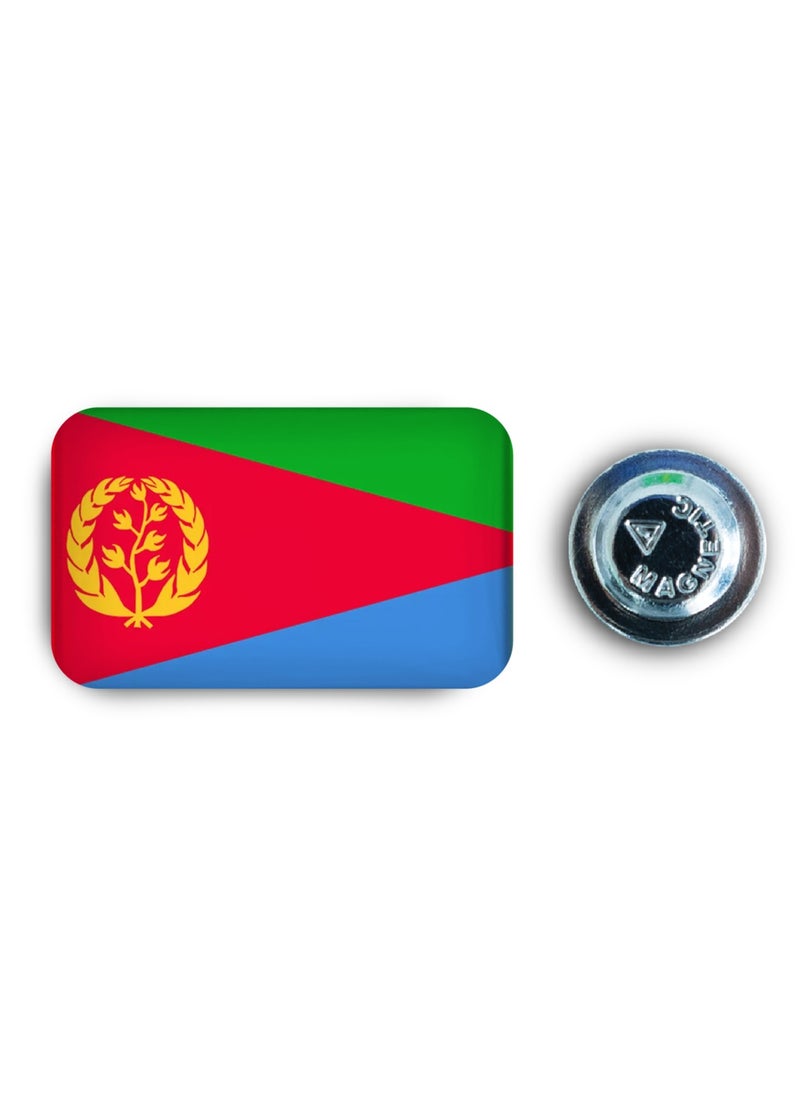 971MEDIA Eritrea Flag - Metal Badge Epoxy Coated with Magnetic Pin that Doesn't Tear Clothes  - Image 1