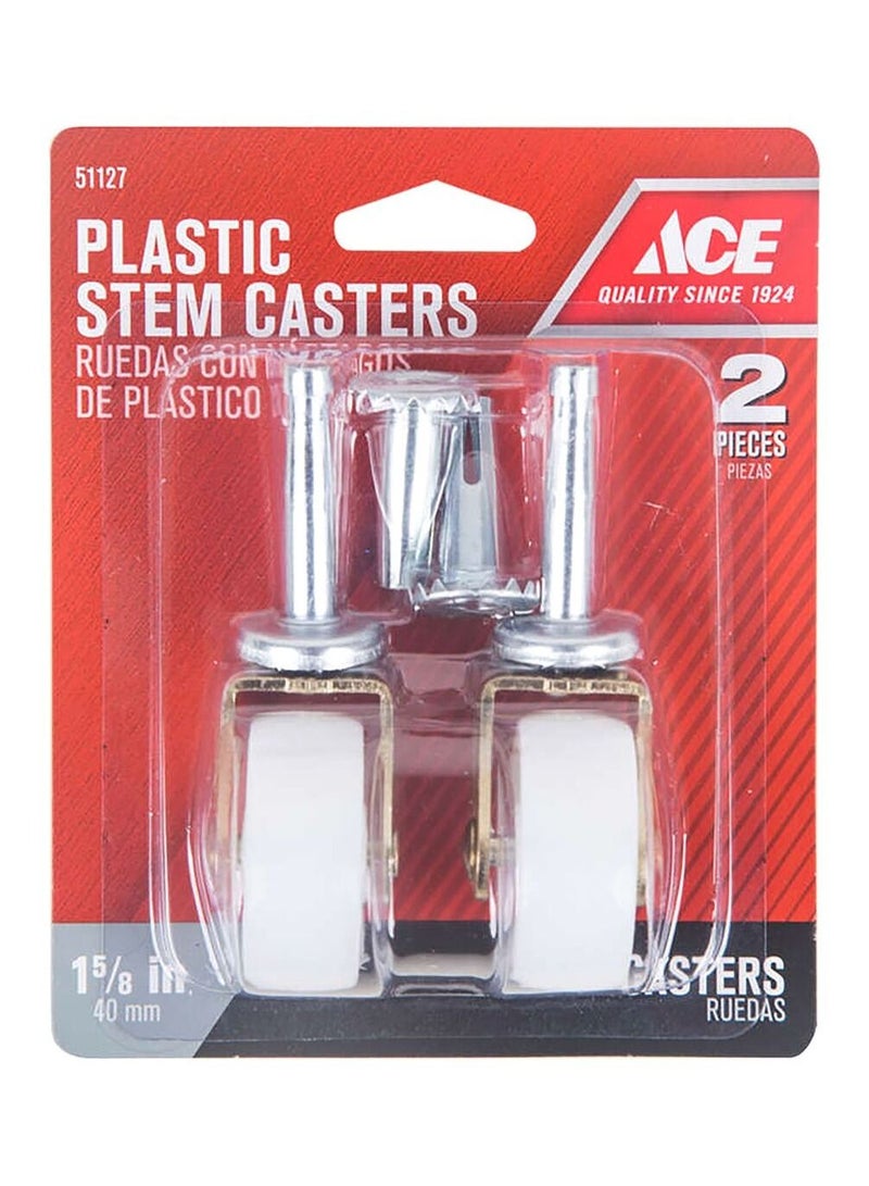 ACE Ace 2-Piece Plastic Stem Caster Silver And White 40mm