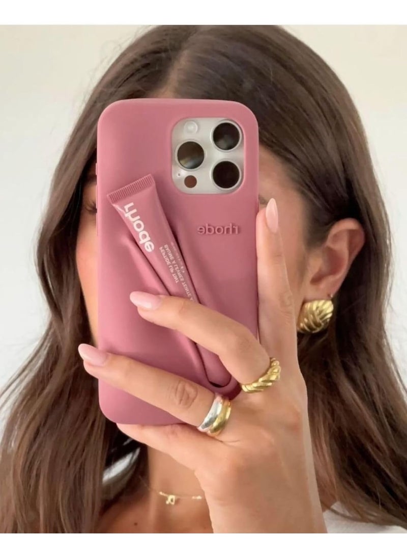 رود جراب هاتف Rhode Iphone 15 Pro مع حامل مرطب الشفاه في العبوة الأصلية، جراب هاتف متعدد الوظائف مع حقيبة سفر أنيقة من السيليكون - Image 3