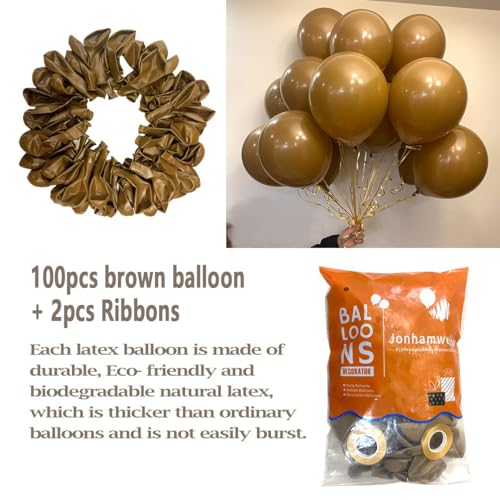 Jonhamwelbor Light Brown Balloons 12 inch 100 Pack Coffee Brown Matte Mocha Caramel Helium Latex Balloons for Birthday Baby Shower Wedding Decorations - Image 5
