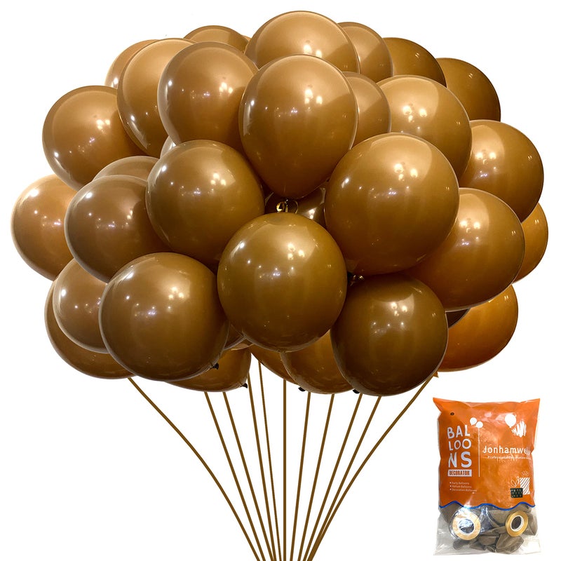Jonhamwelbor Light Brown Balloons 12 inch 100 Pack Coffee Brown Matte Mocha Caramel Helium Latex Balloons for Birthday Baby Shower Wedding Decorations - Image 3
