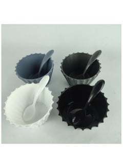 max plast Max Plast plastic bowl set of 4 bowls with spoons  - Image 1