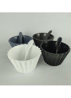 max plast Max Plast plastic bowl set of 4 bowls with spoons  - Image 2