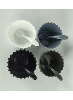 max plast Max Plast plastic bowl set of 4 bowls with spoons  - Image 3