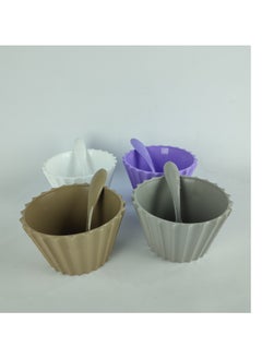 max plast Max Plast plastic bowl set of 4 bowls with spoons  - Image 5