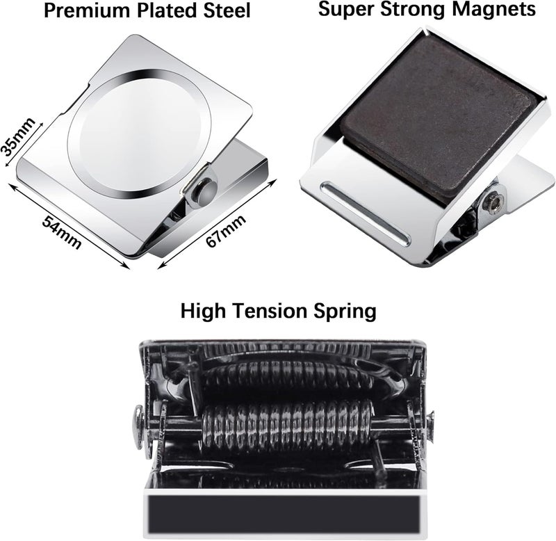 Thimmamma Magnetic Clips, 2.12 inches Heavy Duty Metal Magnet Clips for Hanging, 6 Pack Extra Strong Large Magnetic Clip for Whiteboard, Classroom, Office - Image 2