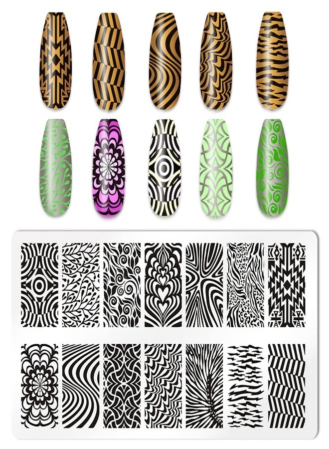 HYWWPFLAY 5Pcs Nail Stamping Plates Leopard Print Nail Stamps Nail Art Stamping Plates Nail Stencils Nail Plate Template Nail Art Stamping Kit Nails Accessories with 1 Nail Stamper, 1 Scraper - Image 5