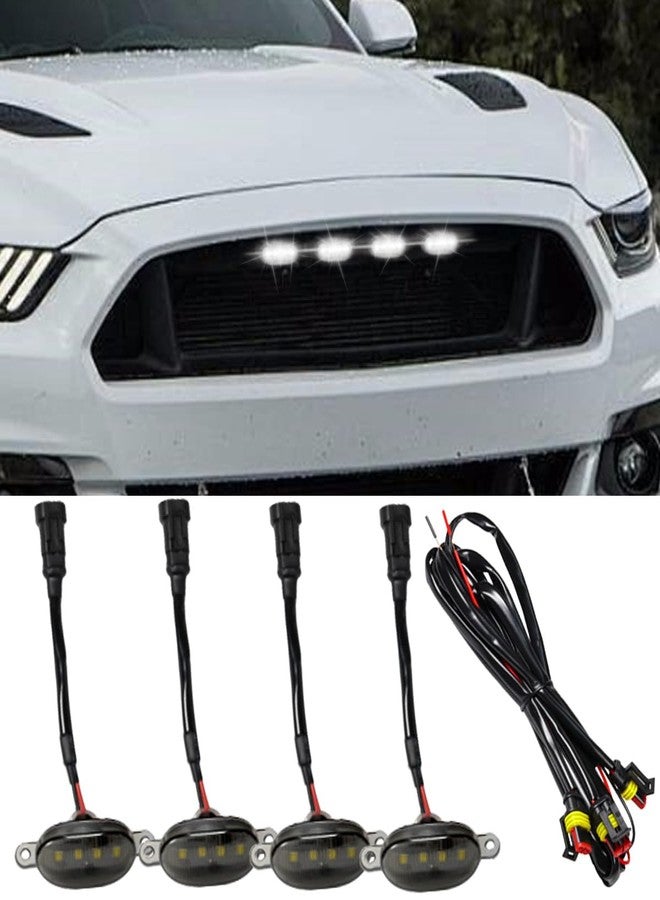 BDZMC 4 قطع أضواء شبكة LED، أضواء DRL أمامية ساطعة مع مجموعة أسلاك، أضواء تزيين مصد السيارة، ملحقات السيارات، متوافقة مع شبكات F150 F250 F350 الأمامية (بيضاء) - Image 1