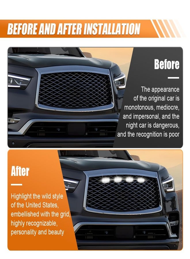 BDZMC 4 قطع أضواء شبكة LED، أضواء DRL أمامية ساطعة مع مجموعة أسلاك، أضواء تزيين مصد السيارة، ملحقات السيارات، متوافقة مع شبكات F150 F250 F350 الأمامية (بيضاء) - Image 5