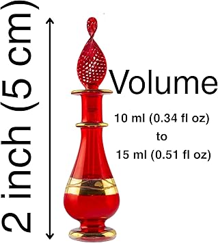 CraftsOfEgypt زجاجات عطر مصغرة مصنوعة يدويًا من مصر من CraftsOfEgypt زجاجات عطرية للزيوت العطرية مجموعة من زجاجات زخرفية كل منها 2 بارتفاع 5 سم بألوان متنوعة 20 - Image 2