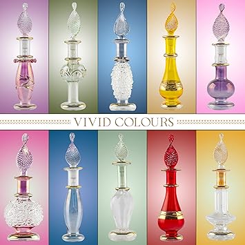 CraftsOfEgypt زجاجات عطر مصغرة مصنوعة يدويًا من مصر من CraftsOfEgypt زجاجات عطرية للزيوت العطرية مجموعة من زجاجات زخرفية كل منها 2 بارتفاع 5 سم بألوان متنوعة 20 - Image 4
