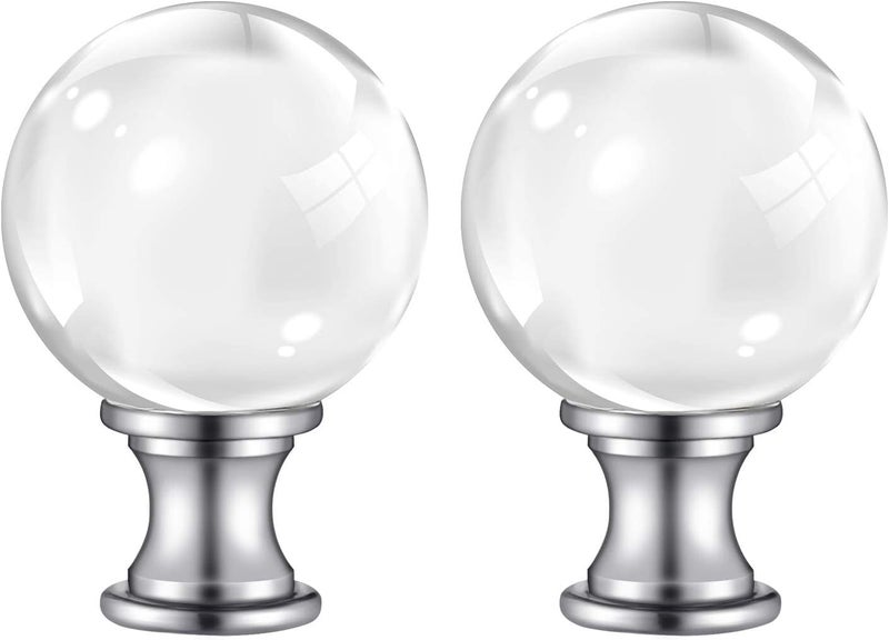 PEESIN 【2 Pack】 Lamp Finials, 1/4-27 Inch Threaded Base Glass Ball Lamp Finials Decorative, Finials for Lamps with Chrome Base, Lamp Shade Screw Cap for Table or Floor Lamps - Image 1