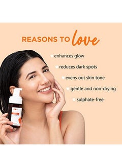 Plum Vitamin C Foaming Face Wash With Mandarin | For Glowing Skin | For Gentle Cleansing | For Hyperpigmentation & Dull Skin | Sulphatefree | 100% Vegan 110Ml Transparent  - Image 4