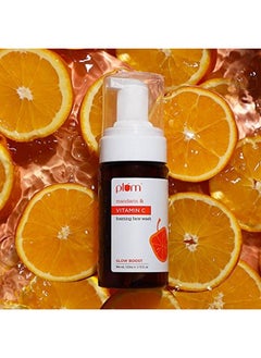 Plum Vitamin C Foaming Face Wash With Mandarin | For Glowing Skin | For Gentle Cleansing | For Hyperpigmentation & Dull Skin | Sulphatefree | 100% Vegan 110Ml Transparent  - Image 3