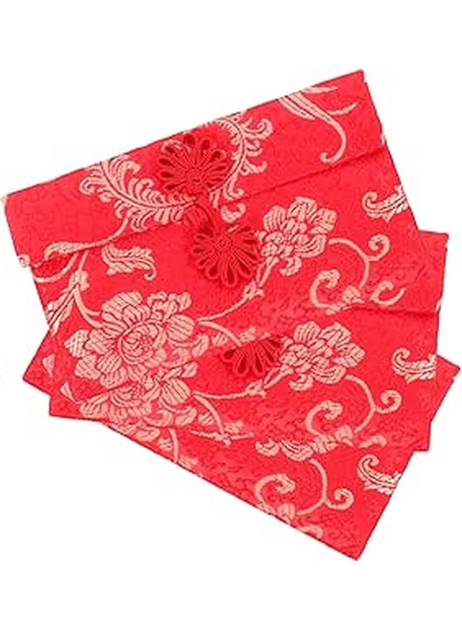 Traditional Chinese Red Envelope Money Bags with Phoenix Pattern 3 Pcs Fabric Lucky Pockets - Image 1