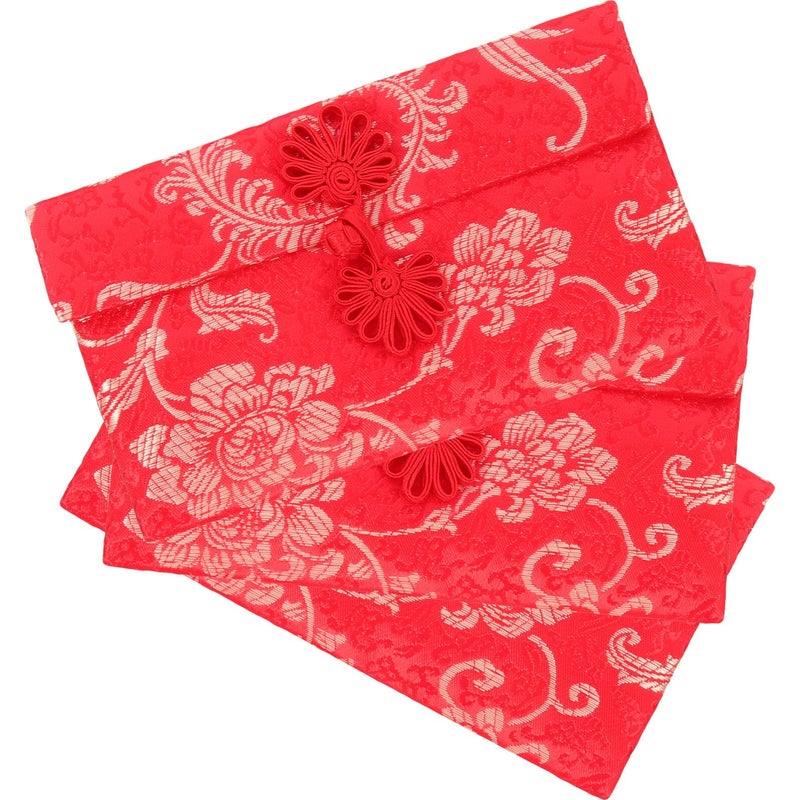Traditional Chinese Red Envelope Money Bags with Phoenix Pattern 3 Pcs Fabric Lucky Pockets - Image 2