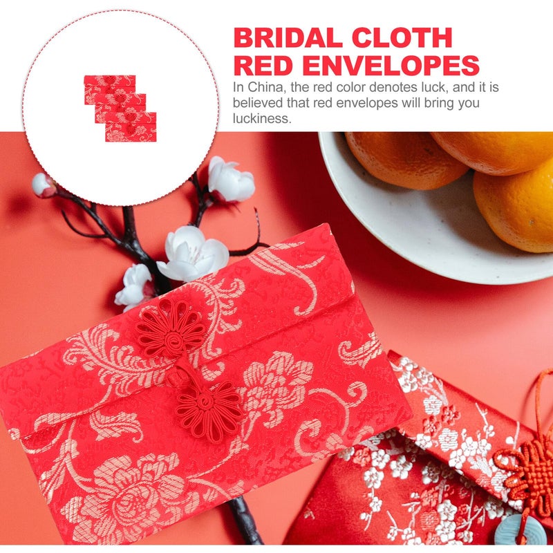 Traditional Chinese Red Envelope Money Bags with Phoenix Pattern 3 Pcs Fabric Lucky Pockets - Image 4