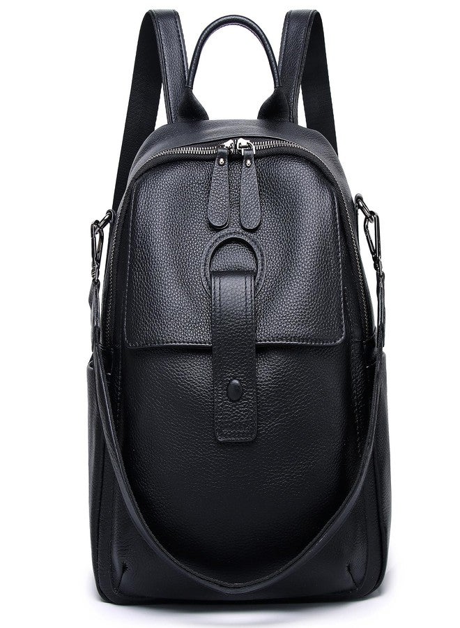 Wesccimo Genuine Leather Backpack Purse For Women, Black, Medium Size, Daypack Backpacks - Image 1