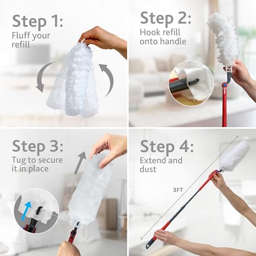 o cedar O-Cedar Flex & Catch Heavy Duty Dusting Kit with 3 Disposable Duster Refills | Extendable 3 Ft Handle with Stay-On Duster Hook | Traps 3X More Dust Than Feather Dusters - Image 2