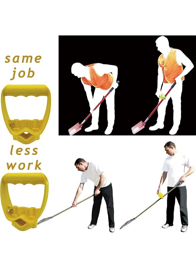 Back-Saving Tool Handle Labor-Saving Ergonomic Shovel or Rake Handle Attachment Yellow（ Three-pack）  - Image 2