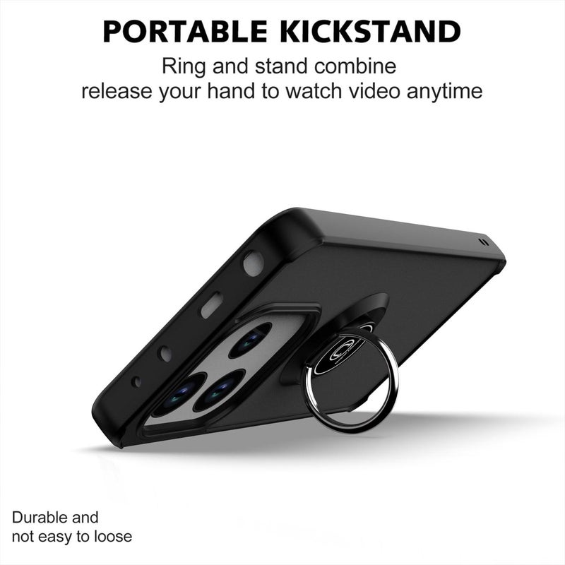 erorex For Redmi Note 14 4G 163.25mm Q Shadow 1 Series TPU + PC Phone Case with Ring(Black+Black) - Image 3