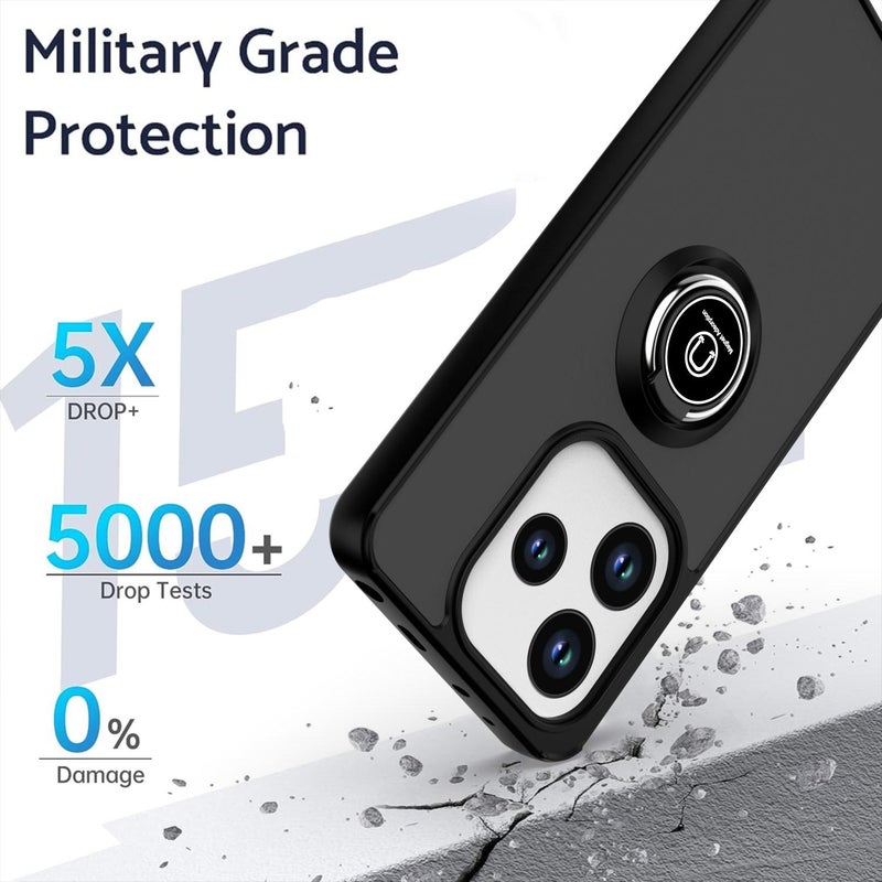 erorex For Redmi Note 14 4G 163.25mm Q Shadow 1 Series TPU + PC Phone Case with Ring(Black+Black) - Image 2