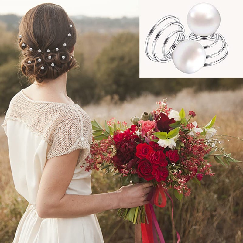 LAPOHI 60 PCS 3 Shapes Gems Rhinestone Twister Hair Studs Set Diamond Spiral Pearl Flower Jewels Hair Pins Sticks for Wedding, Bridal, Prom, Party and Special Occasion (Diamond&Pearl&Flower) - Image 4