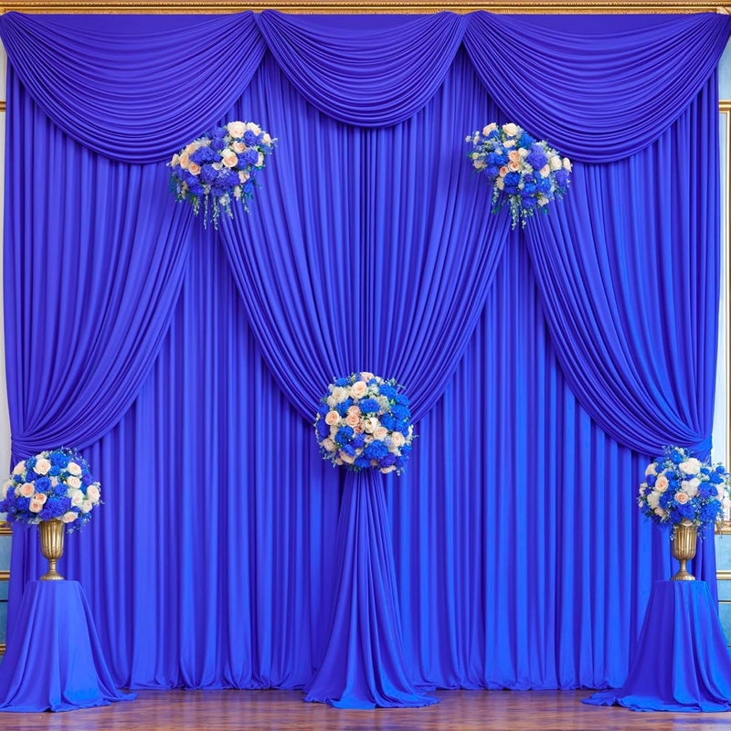 PARTISKY 40x10FT Royal Blue Backdrop Curtains for Wedding Parties, Wrinkle Free Polyester Photography Backdrop Drapes for Baby Shower Birthday Parties Stage Background Stand Decorations 4x10ft,10 Panels - Image 5
