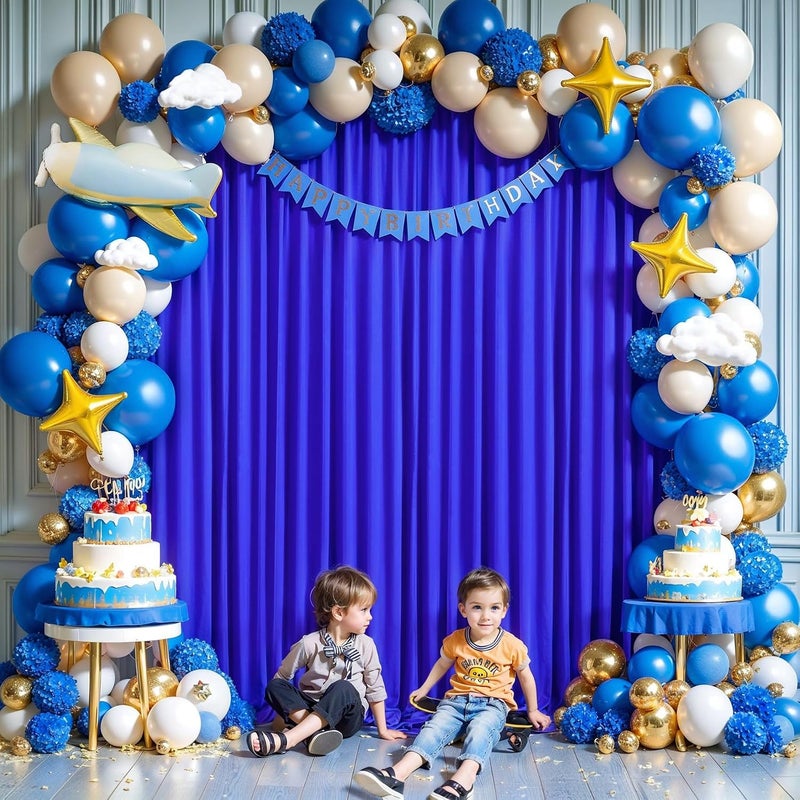 PARTISKY 40x10FT Royal Blue Backdrop Curtains for Wedding Parties, Wrinkle Free Polyester Photography Backdrop Drapes for Baby Shower Birthday Parties Stage Background Stand Decorations 4x10ft,10 Panels - Image 3
