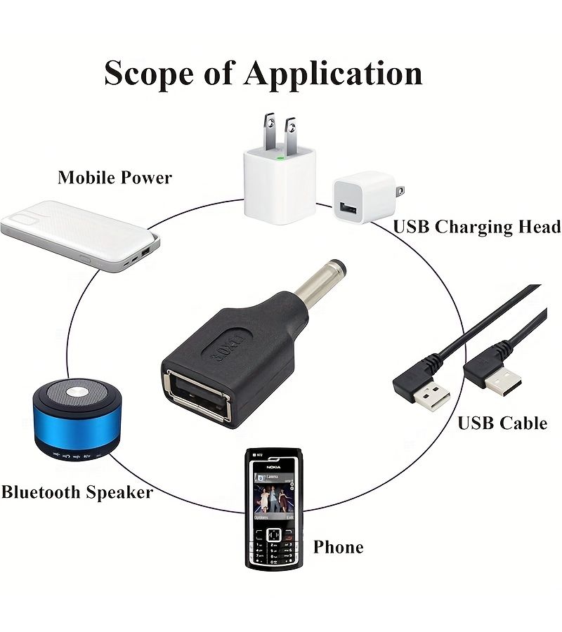 محول USB إلى مقبس DC 5.5 × 2.1 مم، ذكر إلى أنثى، موصل طاقة 5 فولت - Image 3