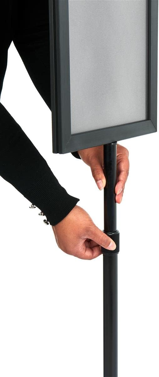 Displays2go 11x17 Sign Stand with HeightAdjustable Post TopLoading Sign Frame Includes PVC Backer and 2 NonGlare Lenses for DoubleSided Presentations Aluminum Black - Image 3