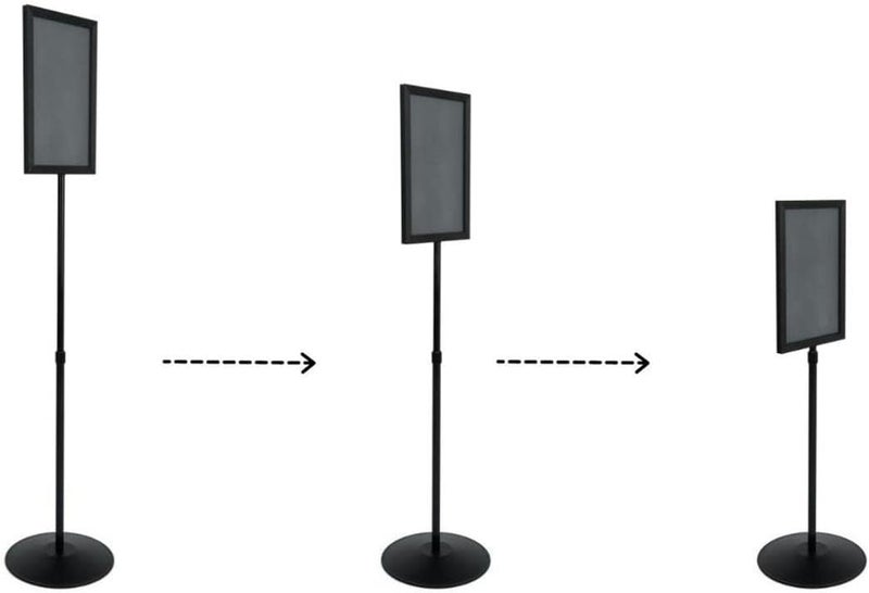 Displays2go 11x17 Sign Stand with HeightAdjustable Post TopLoading Sign Frame Includes PVC Backer and 2 NonGlare Lenses for DoubleSided Presentations Aluminum Black - Image 4