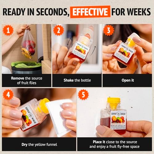 Super Ninja Fungus Gnat & Fruit Fly Traps - 10 Gnat Sticky Traps for Plants & 2 Highly Effective Fruit Fly Catchers for Indoors, Kid & Pet Friendly, Ready to Use, Up to 3 Months of Performance - Image 5
