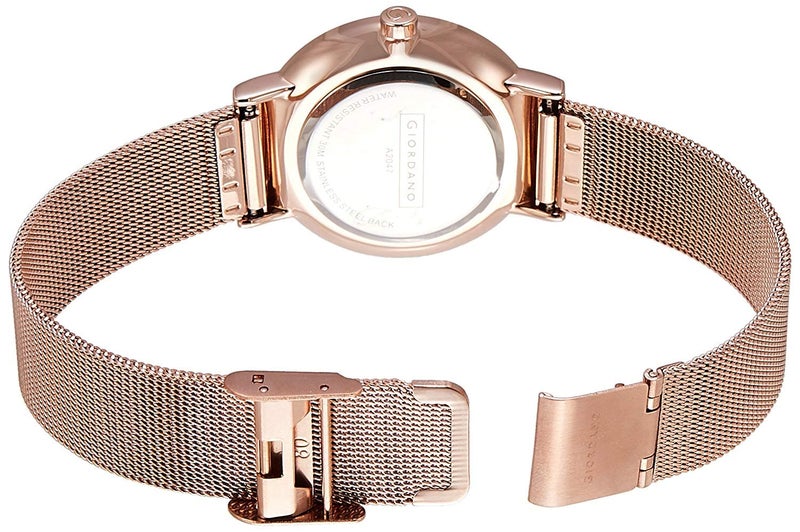 Giordano Analog Watch for Women with Rose Gold Case, Crystal Studded Dial and Classy Metal Mesh Band, Ladies Wrist Watch Gift for Women A2047 - Image 3