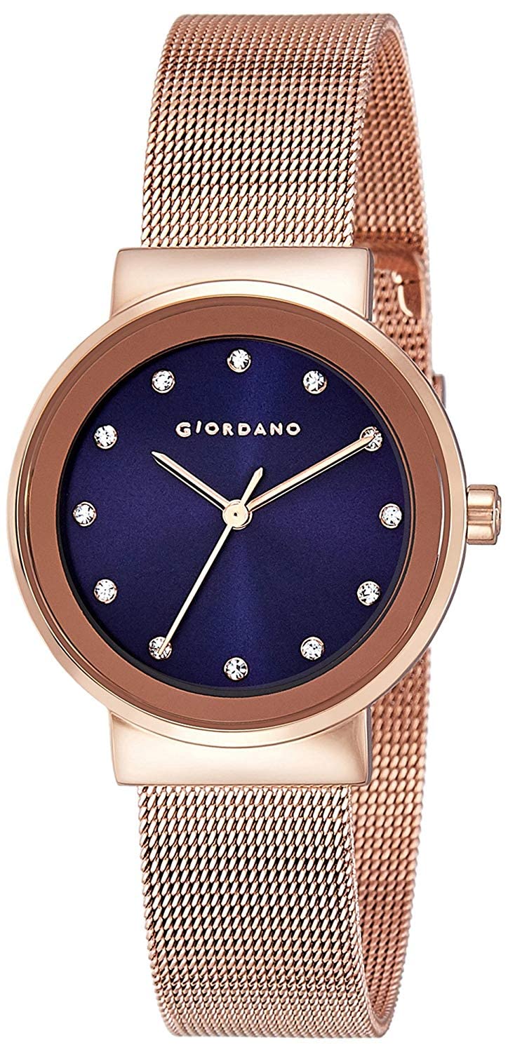 Giordano Analog Watch for Women with Rose Gold Case, Crystal Studded Dial and Classy Metal Mesh Band, Ladies Wrist Watch Gift for Women A2047 - Image 1