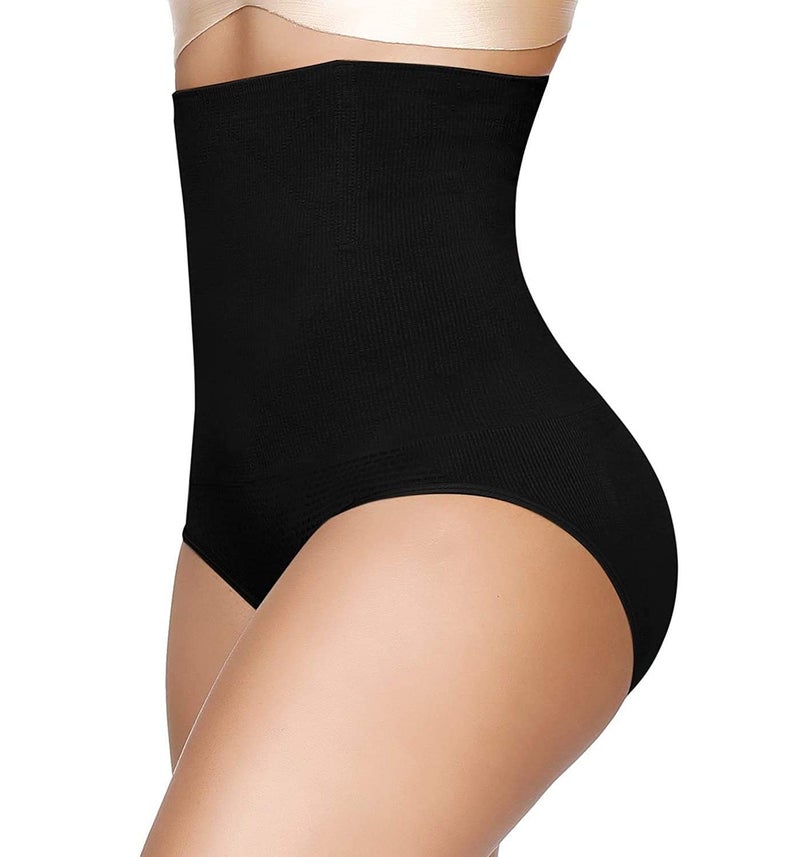 HSR Georgette Women Waist Shapewear with Anti Rolling Strip Tummy Control Tucker Waist Slimming Panties Shapewear Underwear Waist Shapewear Black, L - Image 1
