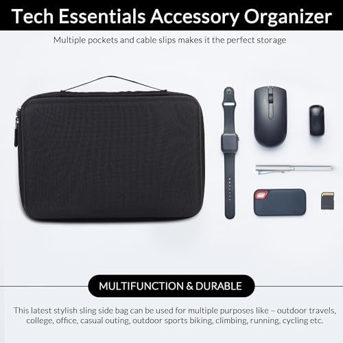 GadgetBite Hard Travel Electronic Organizer EVA Case for MacBook Power Adapter Chargers Cables Power Bank Magic Mouse Hard Drive USB Flash Disk SD Card Small Portable Accessories Bag -Black - Image 4