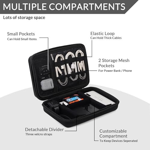 GadgetBite Hard Travel Electronic Organizer EVA Case for MacBook Power Adapter Chargers Cables Power Bank Magic Mouse Hard Drive USB Flash Disk SD Card Small Portable Accessories Bag -Black - Image 3