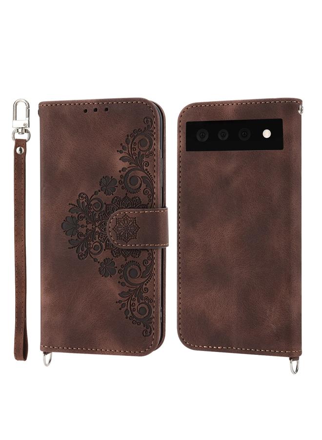 اس-توب جراب لهاتف Google Pixel 6، جراب محفظة جلدي منقوش عليه زهور، بملمس الجلد - Image 2