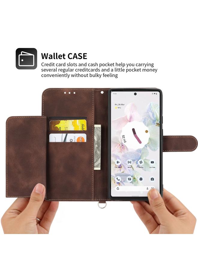 اس-توب جراب لهاتف Google Pixel 6، جراب محفظة جلدي منقوش عليه زهور، بملمس الجلد - Image 3