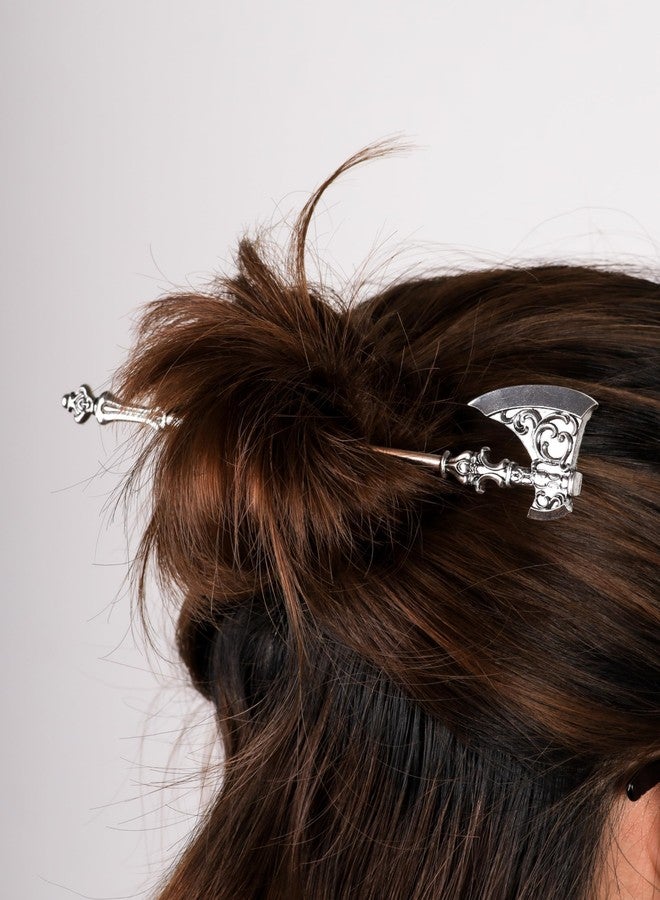 HAQUIL Viking Axe Hairstick for Women and Men - Fashion Punk Gothic Hairstick for Bun Hair Fork Hairpin Jewelry Gift - Nickel-free Metal Alloy, Size 2.56x1.97 inches - Image 3