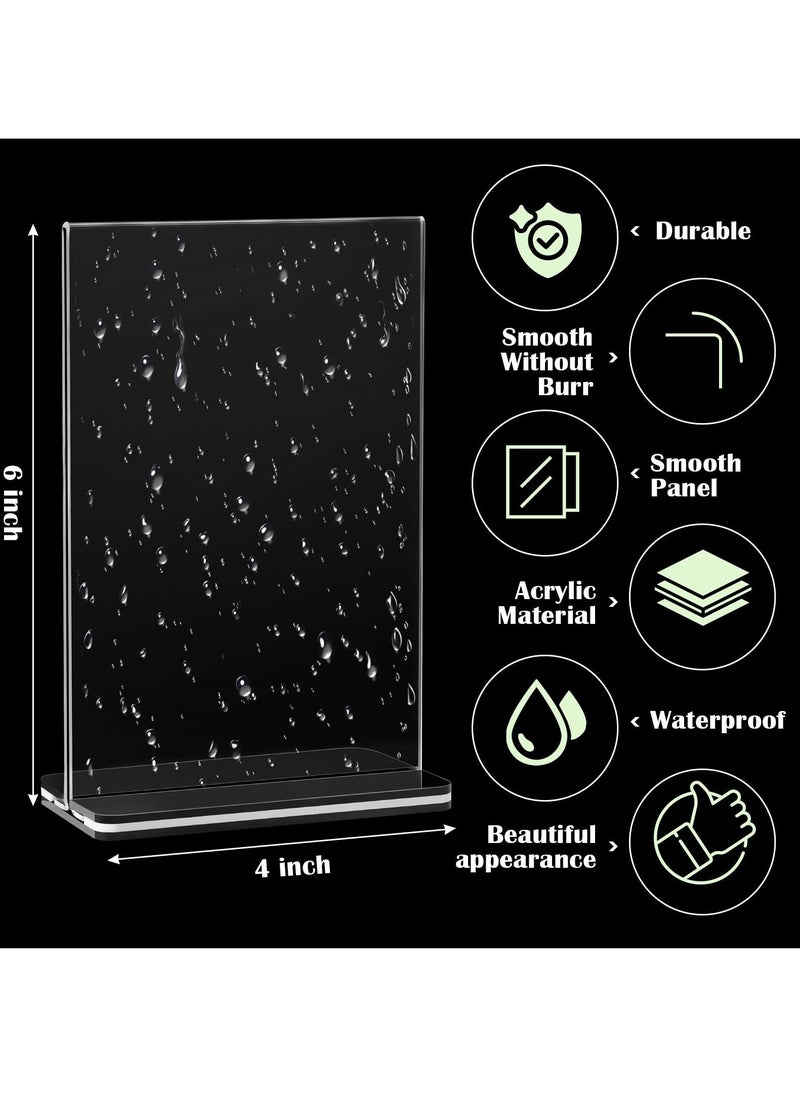 Y&D - Acrylic Sign Holder A6, Clear Table Double Sided T Shape Plastic Desktop Display Vertical Menu Stand Business Store Holders for Wedding School Office Hotel Party(A6, 12 Pack) - Image 1