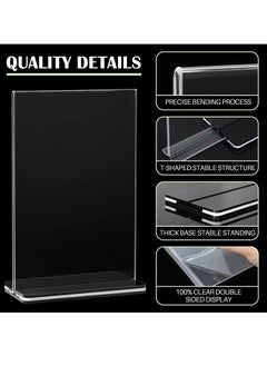 Y&D Acrylic Sign Holder A6, Clear Table Double Sided T Shape Plastic Desktop Display Vertical Menu Stand Business Store Holders for Wedding School Office Hotel Party(A6, 12 Pack)  - Image 4